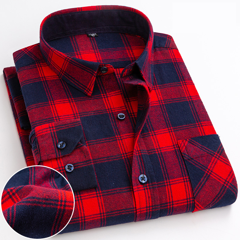 Custom Casual Plaid Pattern Red And Black Color 100% Cotton Soft Breathable Popular Style Long Sleeve Shirts 